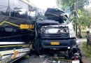 Truk Fuso dan Bus Pringgondani Tabrakan di Wongsorejo Banyuwangi, Sopir Fuso Meninggal.
