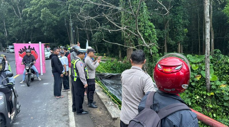 Diduga Sopir Mengantuk Kendaraan Jenis Truk Tercebur ke Sungai Sekitar Pasar Sapi Glenmore