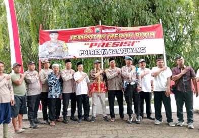 Kapolresta Banyuwangi Meresmikan Jembatan Merah Putih Presisi di Benelan Kidul Singojuruh, Permudah Akses Warga.